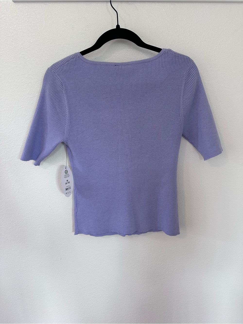 Lavender Ribbed Square-Neck Button-Front Top - Picture 2 of 5